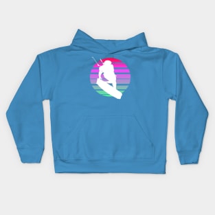 Kitesurfing Female Rider Silhouette Retro Sunset Kids Hoodie